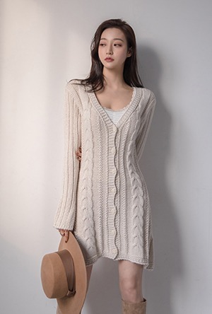:RDR2121 ryo knit dress[니트원피스 꽈배기니트]